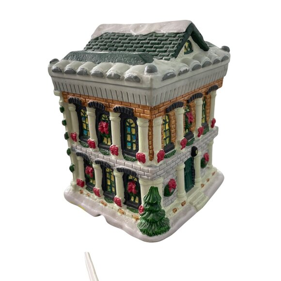 Vintage 1998 Trim A Home Ceramic Bayberry Bank Lighted Holiday Village Christmas - Picture 2 of 6